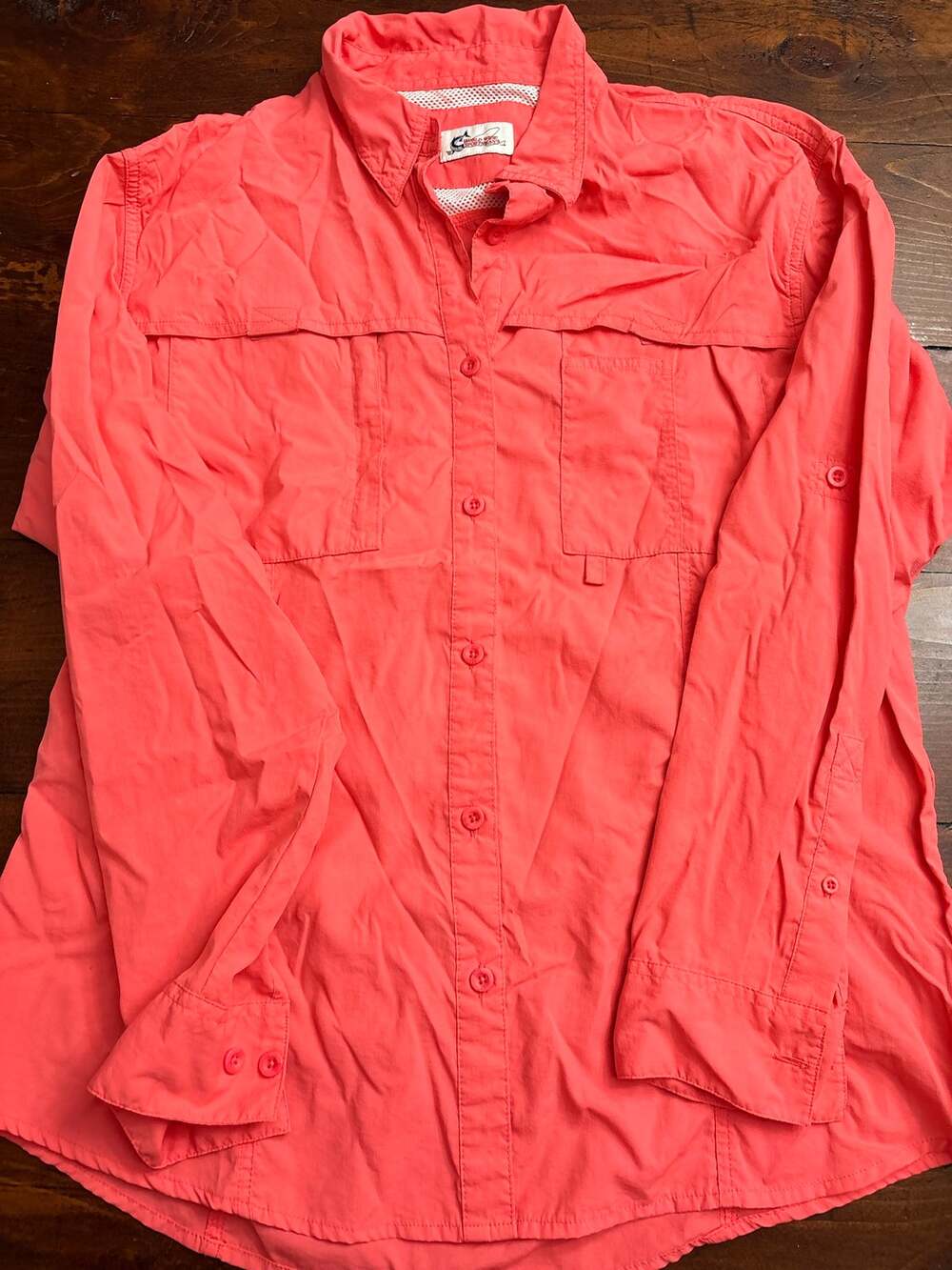 World Wide Sportsman XL Coral Long Sleeve Vented Fishing Shirt